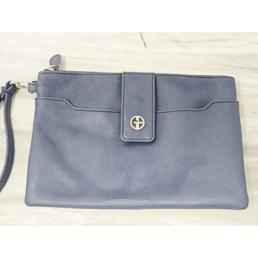 Giani Bernini All In One Wallet Wristlet Blue‎ Leather